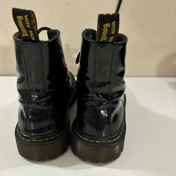 Doc Martens Women’s Luana Black Glitter Patent Leather Lace Up Combat Boots 8 - Picture 9 of 14